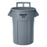 Commercial Wheeled Brute Circular Outdoor Garbage Can, Grey, 121-L