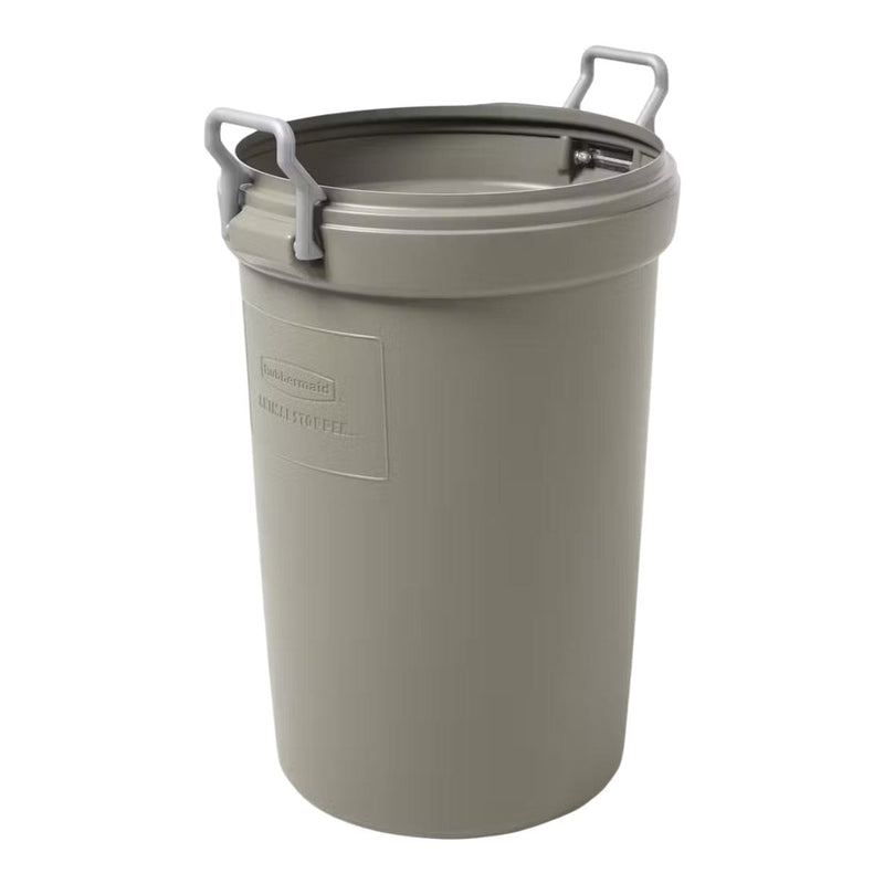 Plastic Circular Animal Stopper Garbage Can, Grey, 121-L L9077