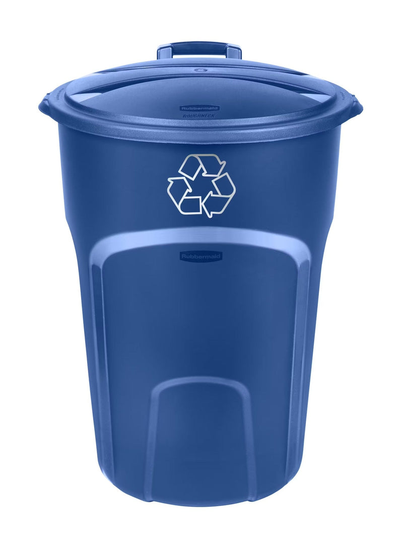 Plastic Circular Wheeled Recycling Blue Box with Handle, 121-L C9426