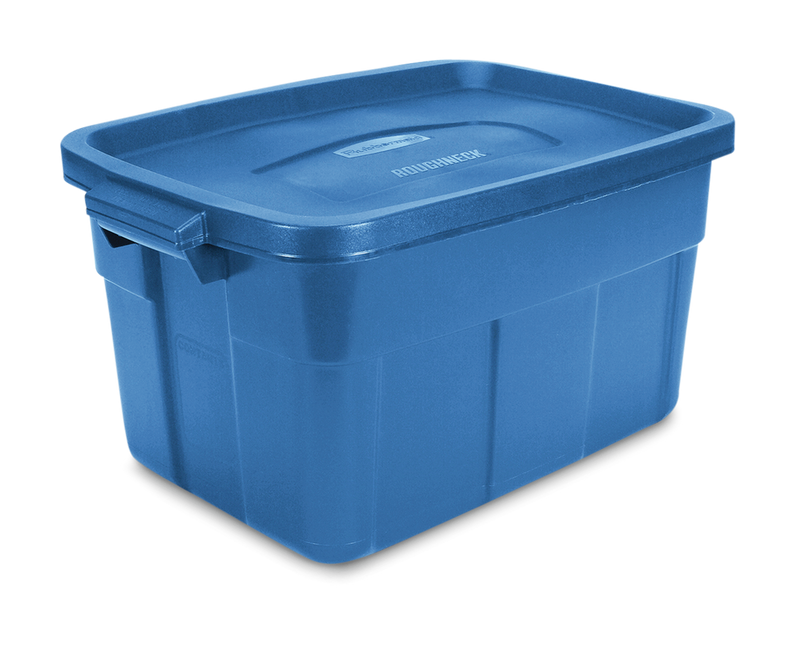 Roughneck Stackable Storage Box with Lid, 53-L, Blue E8707