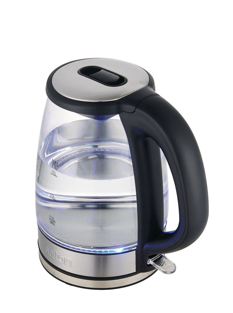 Cordless Electric Glass Kettle with Auto Shut Off, Black/Stainless Steel, 1.7-L E5525