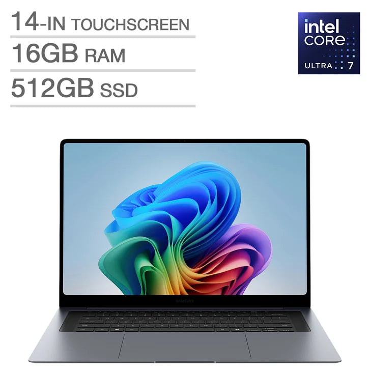 Samsung Galaxy Book6 Pro Copilot+ PC 14.0-in Touchscreen AMOLED Laptop, Intel Core Ultra 7 356H- 16GB RAM, 512 GB SSD N7777