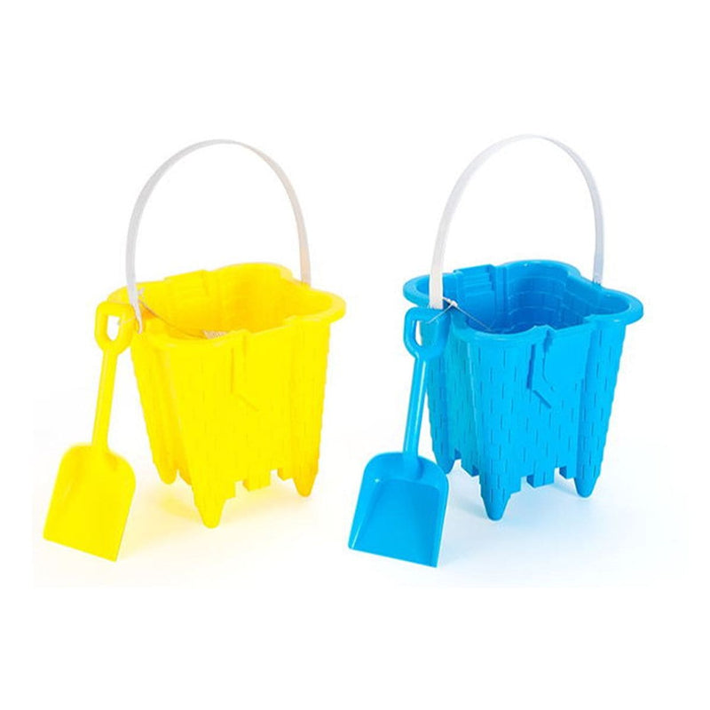 Sand Castle Bucket & Shovel Set, Blue/Green/Red/Yellow, Assorted, Ages 2+, for Beach/Pool Fun Activities X0648