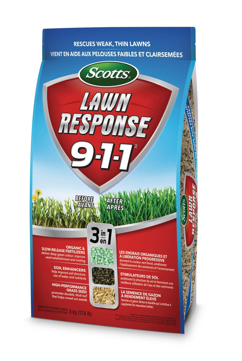 Lawn Response 3-in-1 Grass Seed & Fertilizer Mix, 9-1-1, 8-kg J1811