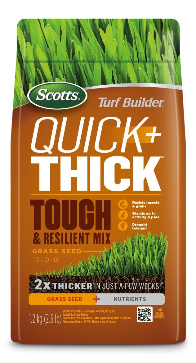 Turf Builder Quick + Thick Grass Seed Tough & Resilient Mix, 12-0-0, 1.2-kg Z6499