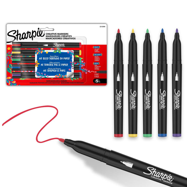 Creative Markers, Fine Tip, 5 Pieces, Assorted Colours L8398