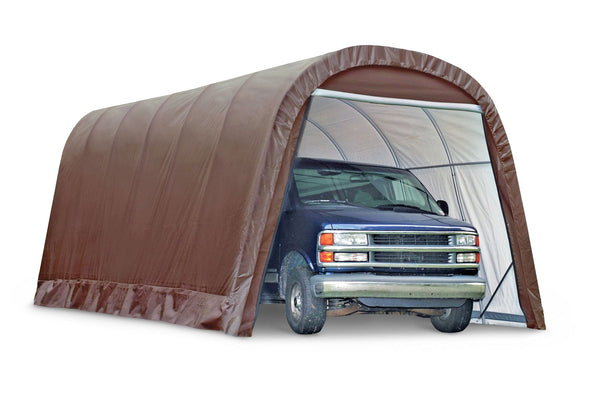 ShelterLogic Heavy Duty Waterproof Round Style Auto Shelter with UV Protection, 12x24x10-ft X0652