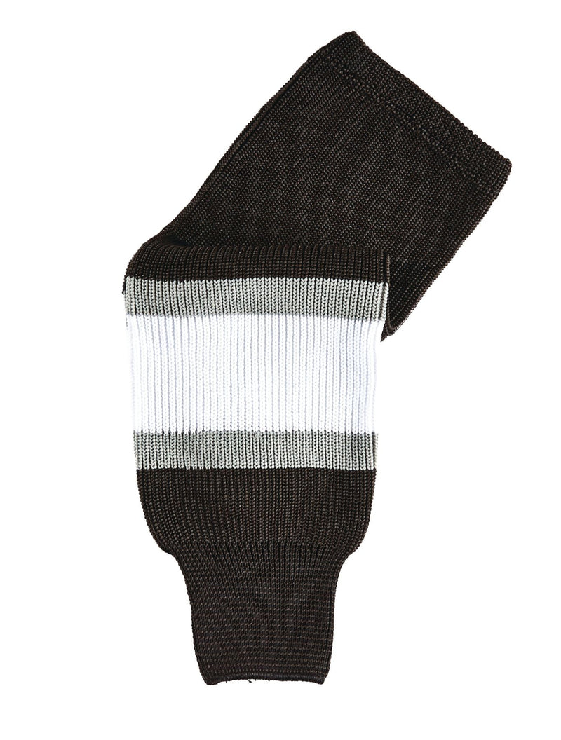 Knit Hockey Socks, Black/White/Silver, Assorted Sizes R8722