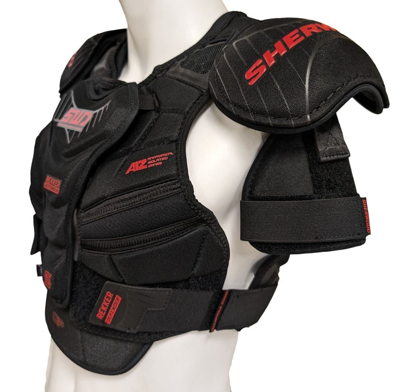 Rekker SWD Defender Hockey Shoulder Pads, Women, Black/Red, Assorted Sizes K8501