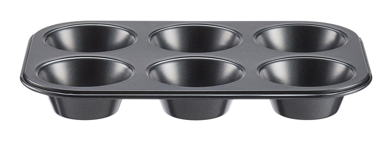 Dark Grey Non-Stick Carbon Steel Muffin Pan, 6-Cup T6842