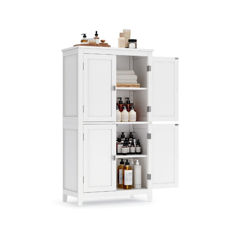 Home 4-Door White Storage Cabinet with Adjustable Shelves M0844