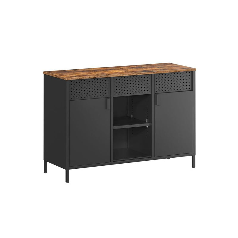 Home Rustic Brown/Black Metal Buffet Cabinet V9949