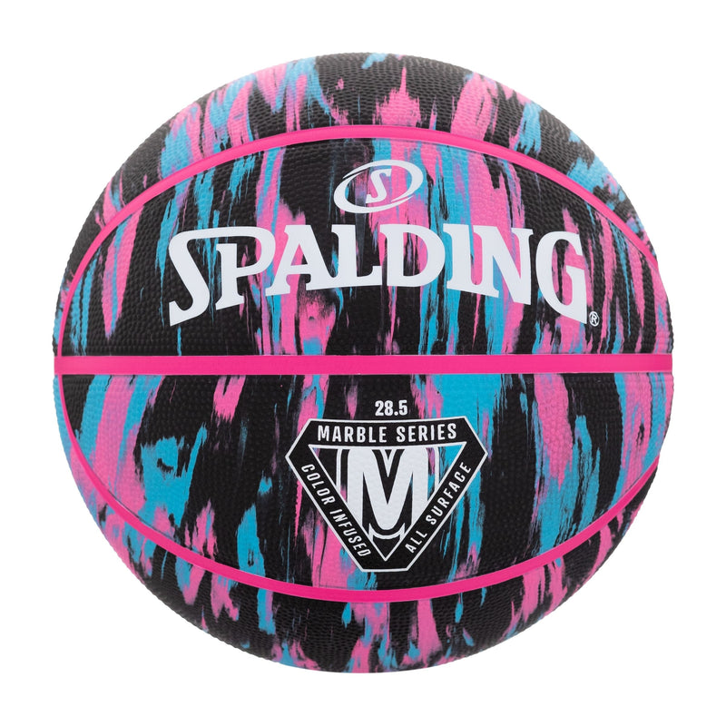 Marble Series 4Her Outdoor Rubber Basketball, Size 6 (28.5-in), Black/Pink O2980