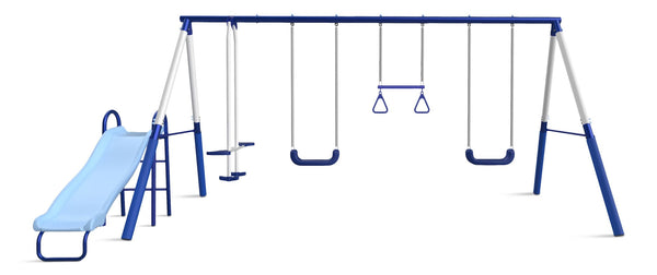 Arcadia Star Kids' 5-Station Burst Metal Swing Set Combo with Slide Q0455