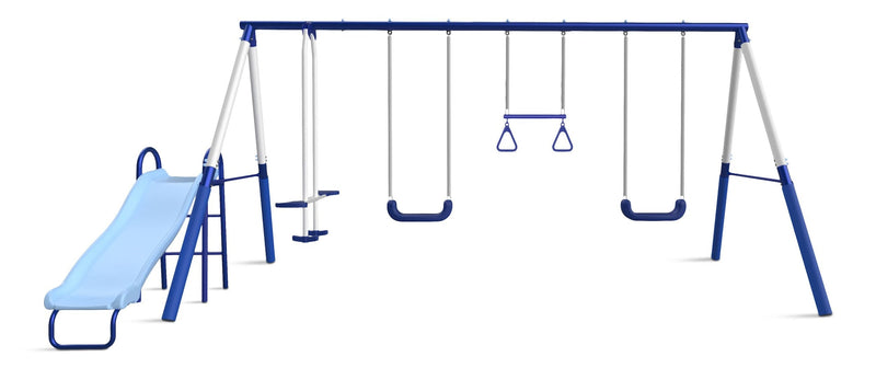 Arcadia Star Kids' 5-Station Burst Metal Swing Set Combo with Slide Q0455