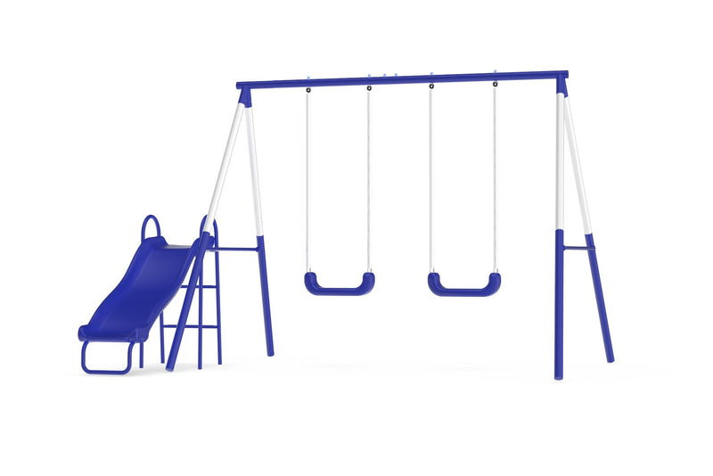 Play Time Kids' 3 Station Metal Swing Set with Slide E1337