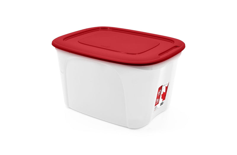 Stackable Storage Box with Lid, 63-L, Red/White, 63 Litre Storage Container G0129