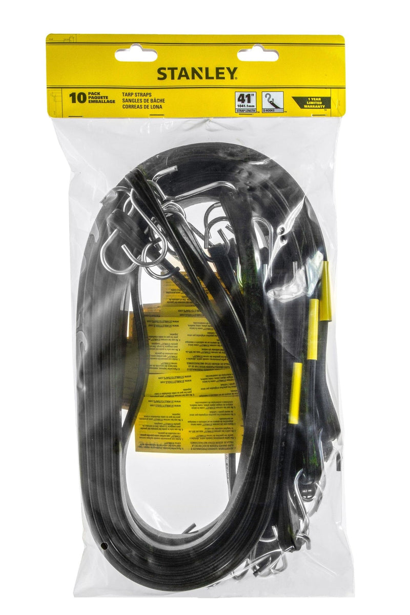 Tarp Straps, All-Weather Rubber Bungee Cords with S-Hooks, 41-in, 10-pk N8863