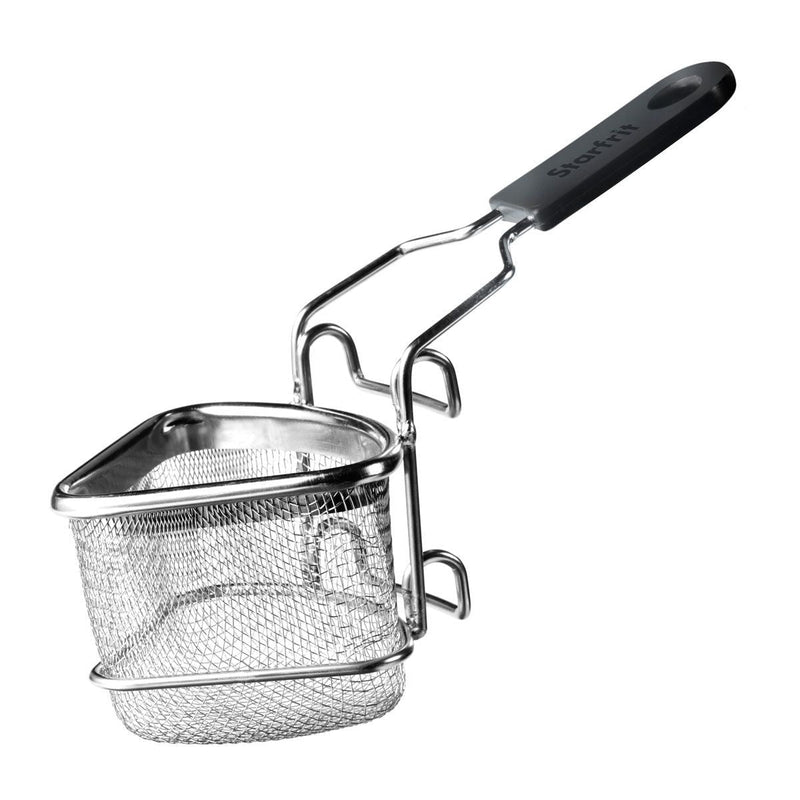 Stainless Steel 2-Way Draining Fondue Cooking Basket with Heat-Resistant Handle, 3.7-in F8037