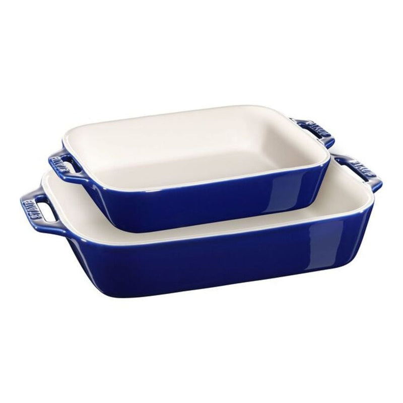 Nestable Dark Blue Non-Stick Ceramic Rectangular Baking Dish Set, 2-pc C7233