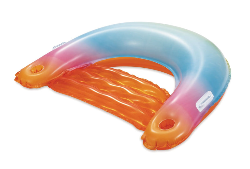 Sunset Inflatable Ombre Pool Floating Chair with Cup Holders, Multi-Colour D6795