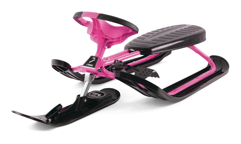 GT Racer Curve Kids' 1-Person Winter Snow Ski Sled with Steering Wheel & Brakes, Assorted Colours N9719
