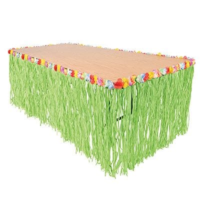 Summer Green Grass Hawaiian Table Skirt, 9-ft P8396