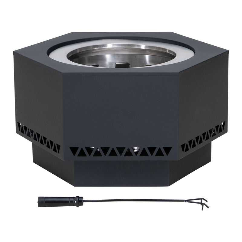 Hexagonal Low Smoke Stainless Steel Fire Pit, 26-in N7217