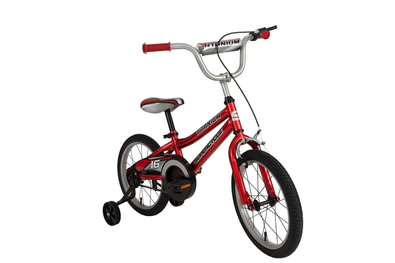 Titanium Kids' Bike with Training Wheels, Red, 16-in H5669