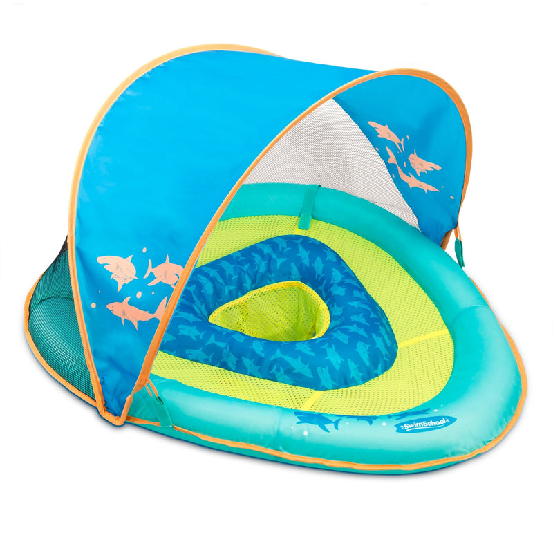 Grow-with-Me Inflatable UV-Protected Baby Swim Float/Boat with Canopy, Blue, Ages 6-24 months X1919