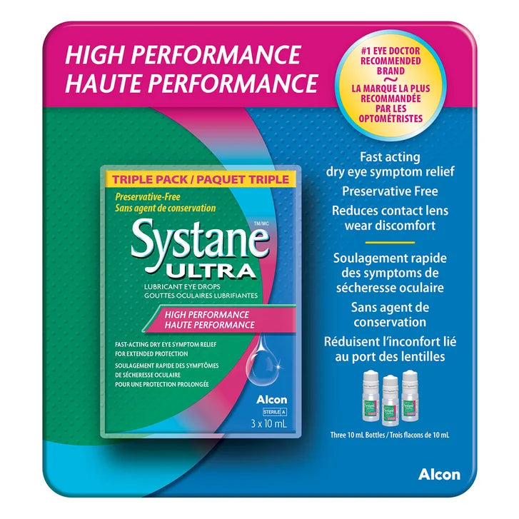 Systane Ultra Lubricant Eye Drops, Preservative Free, 3 x 10 mL Bottles F259