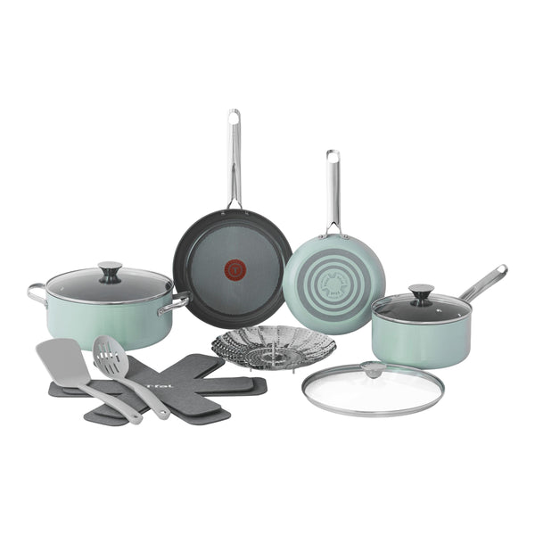 Ceramic Inspire Non-Stick Cookware Set, Dishwasher & Oven Safe, Mint, 12-pc B6562