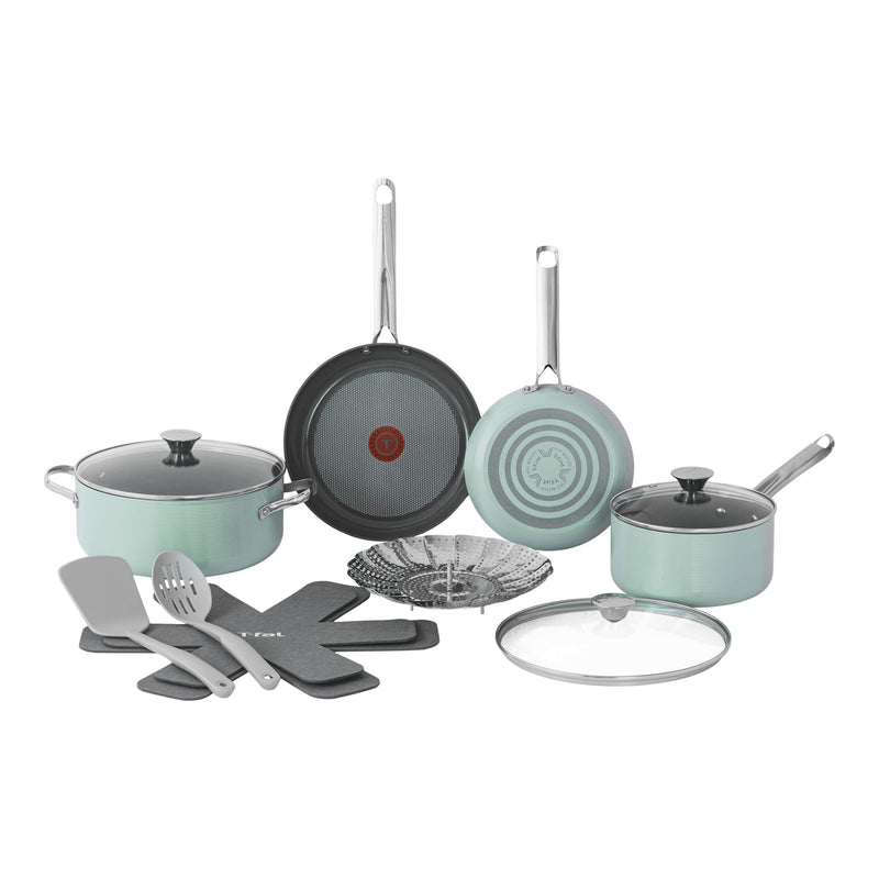 Ceramic Inspire Non-Stick Cookware Set, Dishwasher & Oven Safe, Mint, 12-pc B6562