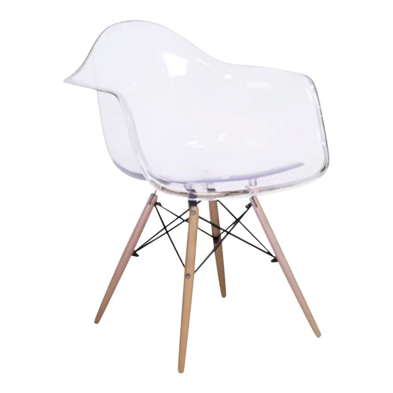 Clear Plastic Bucket Armchair with Wood Legs N9057
