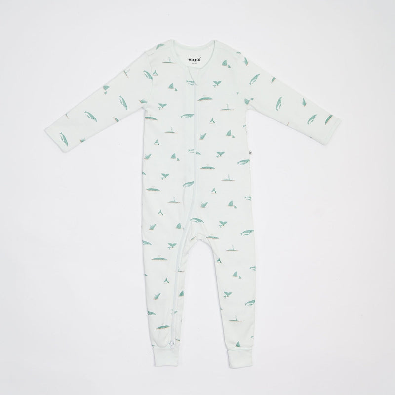 Whale Print Premium Organic Cotton Play and Grow Rib Foot Zippy, Various Sizes R0723