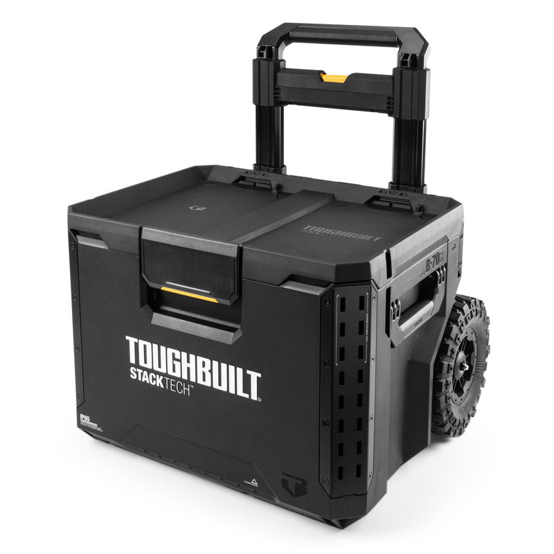 Portable Modular Plastic/Metal Rolling Tool Box with Handle and Inner Tray, IP65-Rated, Black M3129