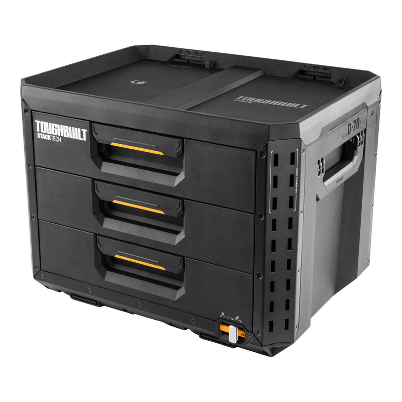 XL 3-Drawer Auto-Locking Portable Modular Tool Box, Black X3544