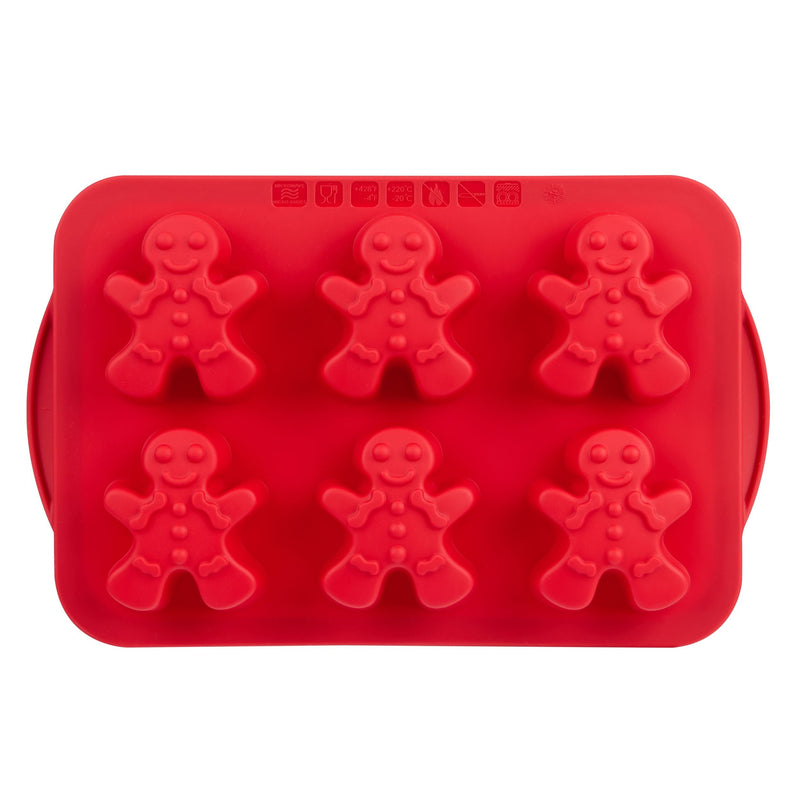 Dishwasher Safe Red Silicone Gingerbread Pan, 6-pk N8497