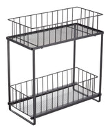 2-Tier Shower Organizer with Slide Out Basket, Black