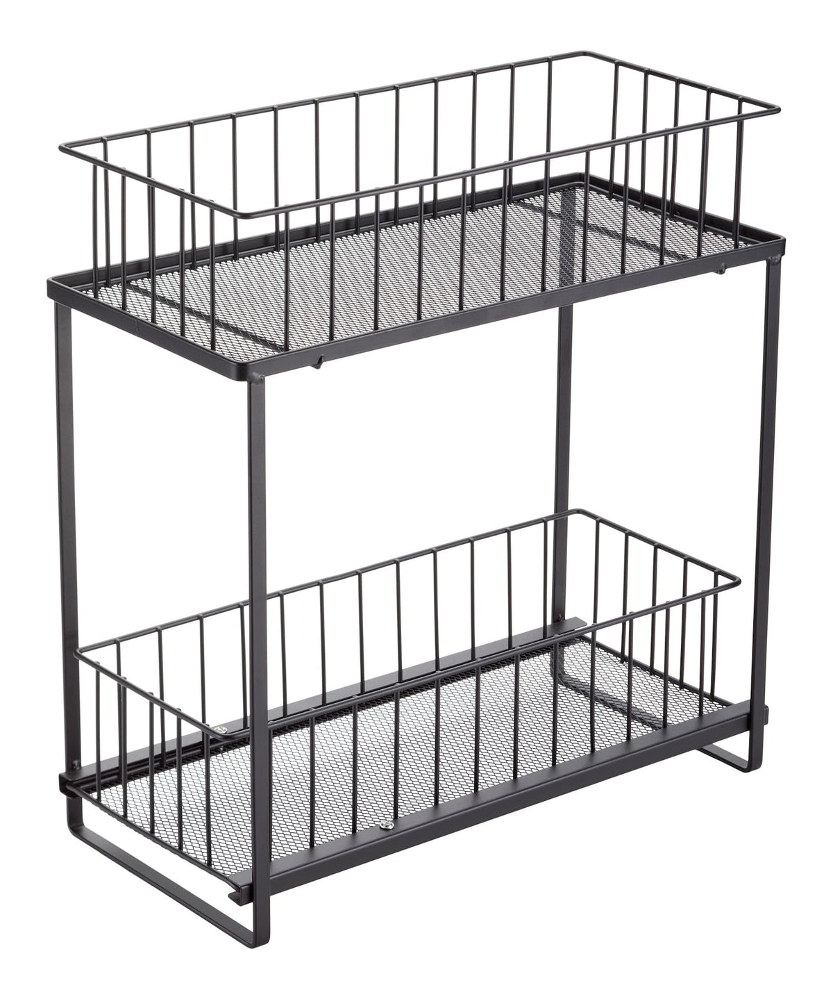 2-Tier Shower Organizer with Slide Out Basket, Black