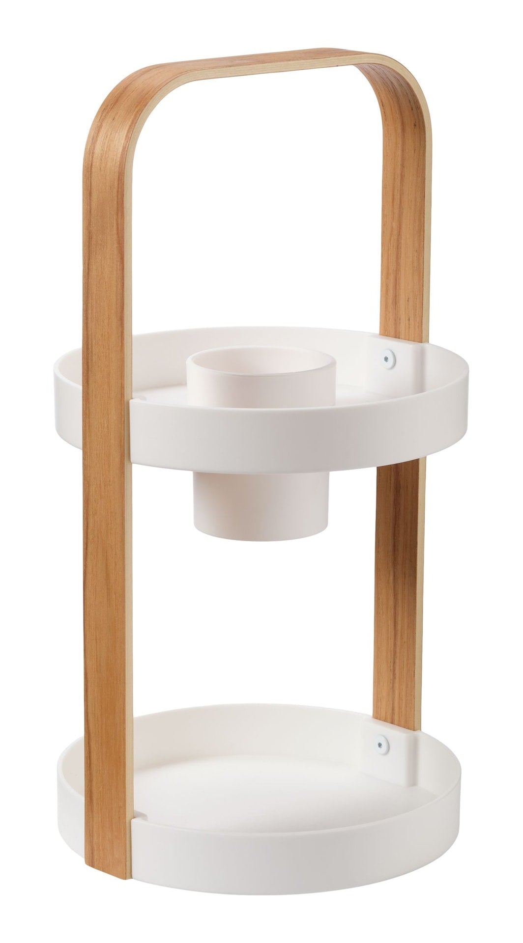 Bella 2-Tier Cosmetic Bathroom Vanity Organizer with Removable Cup, White/Natural