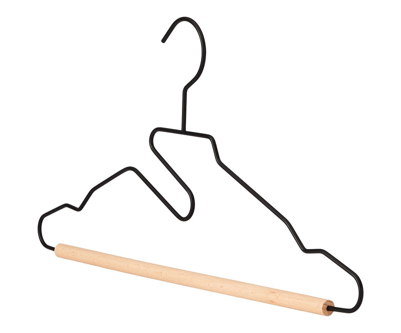 Metal Wire Hanger with Wooden Bar & Cutout, 3-pk Z8062