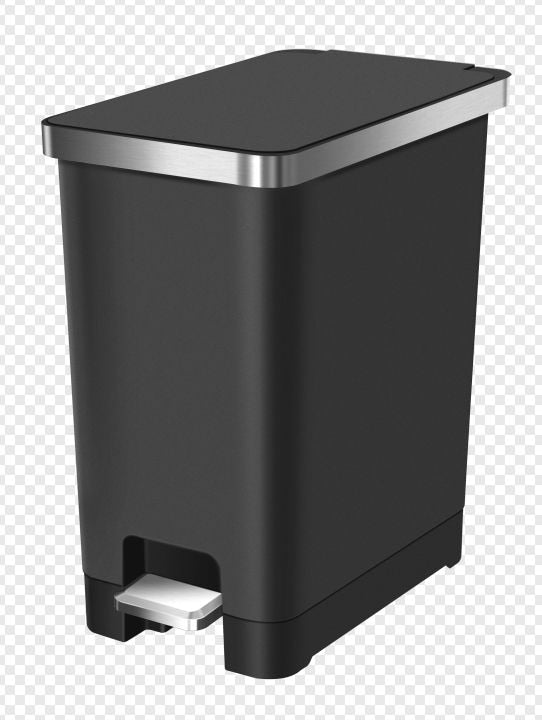 Slim Black Resin Garbage Can, 15-L