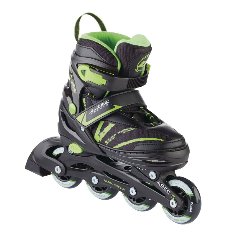 Adjustable Inline Skates, Green, Assorted Sizes D7828
