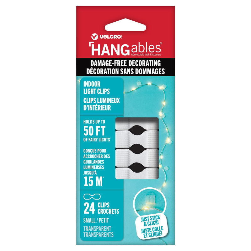 Hook-and-loop Indoor Light Clips Medium, 24pc, Clear B8103