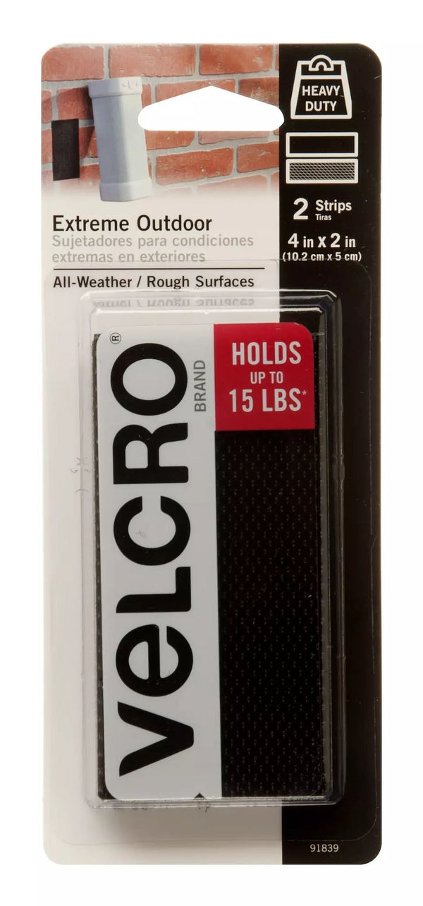 Hook-and-loop Industrial Strength Extreme Strips, Black, 4-in x 2-in U1867