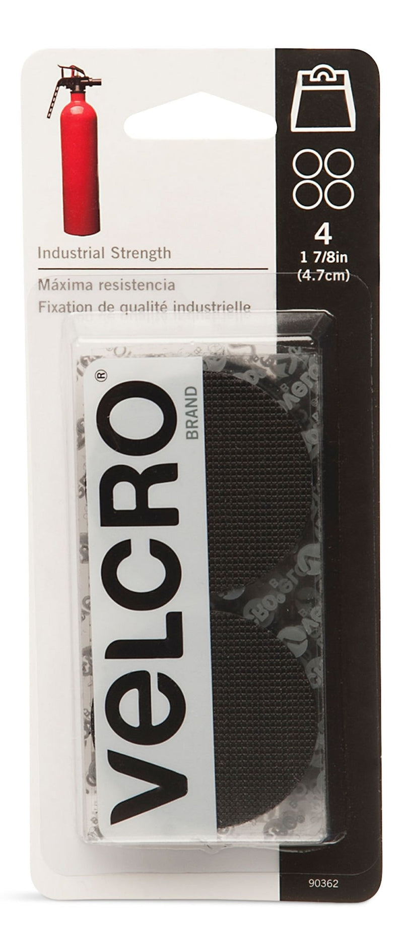 Hook-and-loop Industrial Strength Heavy Duty Adhesive Coins, Black, 7/8-in, 4-pk V3989