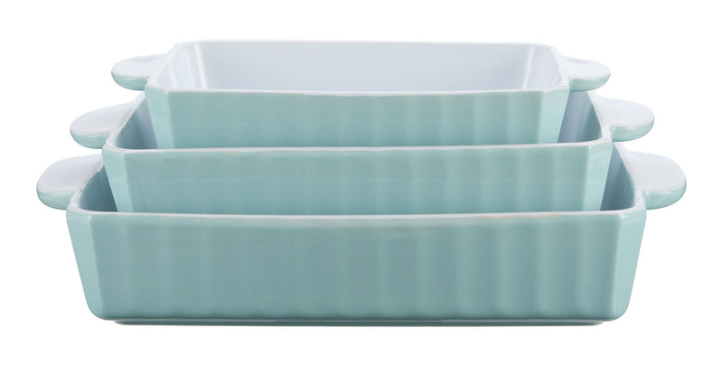Rectangular White/Blue Bake Set, 3-pc U4159