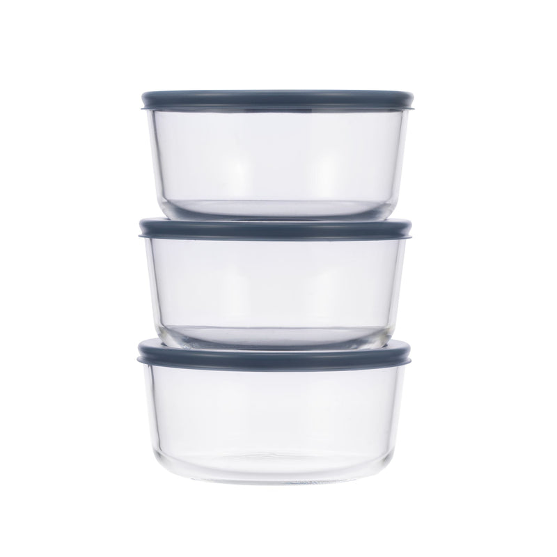 Round Glass Food Storage Container Set with Lids, 6-pc X6475