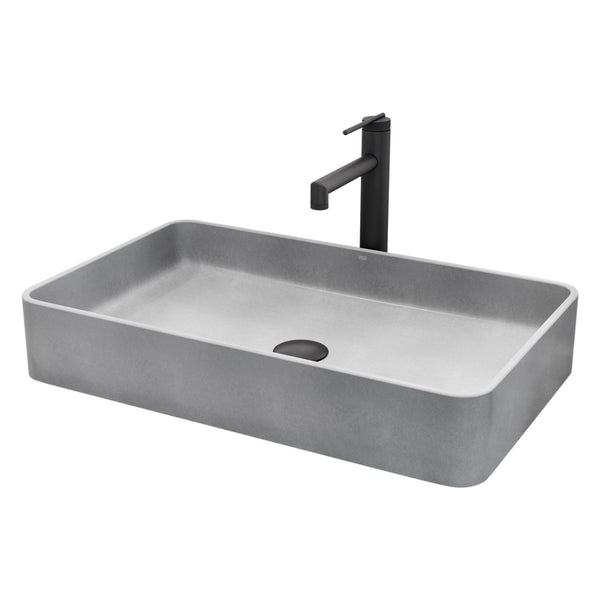 Basilica Gothic Grey Bathroom Sink/Basin Set with Sterling Faucet and Rectangular Vessel Y5879